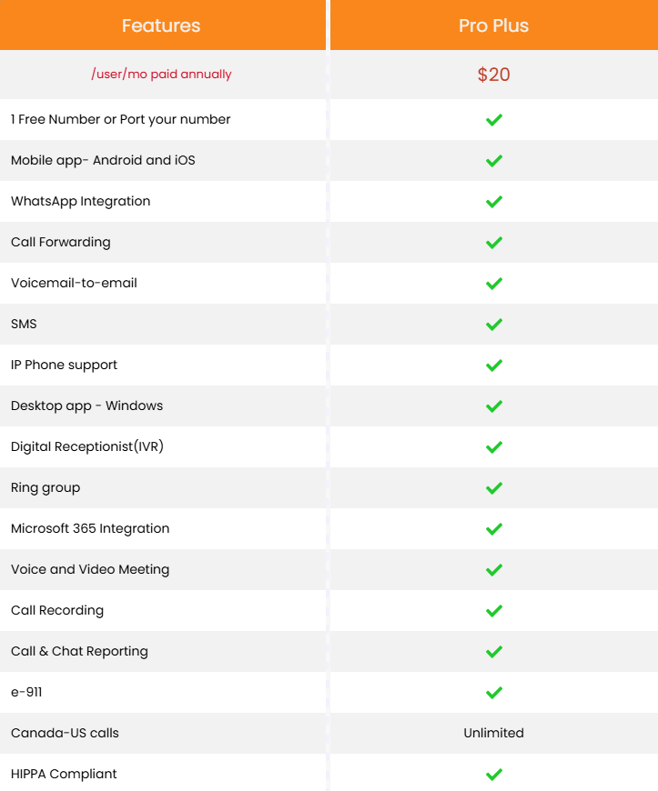 VoIP Direct Pro plus Plan